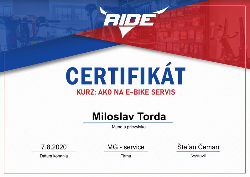 cyklo-servis e-bike certifikat